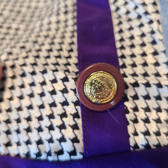 Black and White 100% Silk Checkered Dress with Pink and Green Accents - Picture 5 of 7